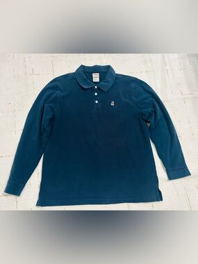 Disney Men's Long-Sleeve Polo - Dark Blue with Embroidered Mickey